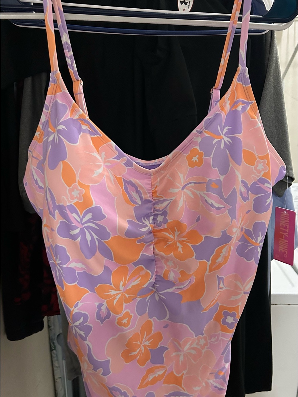Floral Bathing Suit in Lavender & Peach(juniors 3X)